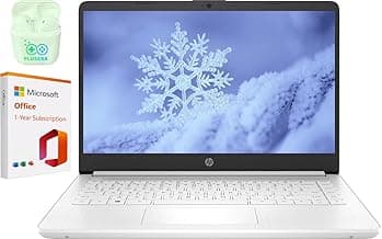 14" LED Business Laptop Computer, 16GB RAM 320GB Storage (64GB eMMC+256GB SD Card), Intel Quad-Core N4120, Windows 11 S Laptop with 1-Year Microsoft Office 365, PLUSERA Earphones, White