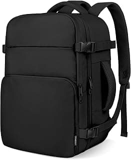 ZOMFELT Travel Backpack for Women Men, Carry on Backpack, TSA 15.6 inch Laptop Backpack Flight Approved, Personal Item Travel Bag Nurse Bag Casual Daypack for School Weekender Business Trip, Black