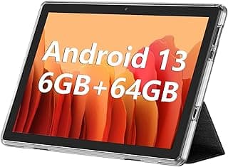 Android Tablet, 10.1 inch Android 13 Tablets 6GB RAM 64GB ROM 1TB Expand, 1280x800 IPS HD Touchscreen,6000mAh Battery, Bluetooth, Dual Camera, GMS, WiFi (Black)