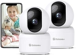 GALAYOU Indoor Security Camera 2K, 360 Degree 2.4G WiFi Home Security for Baby/Pet/Elder/Nanny with Night Vision, 24/7 SD Card Storage, Works with Alexa and Google Assistant G2-2Pack