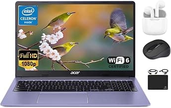 Chromebook Flagship Laptop Computer Light, 15.6" FHD Display, DualCore Intel Celeron N4500, 4GB RAM, 128GB Storage (64GB eMMC+64GB Card), Wi-Fi 6, 10+ Hrs, Chrome OS +HubxcelAccessory Purple