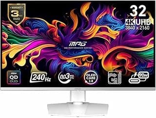 MSI MPG 321URXW QD-OLED 32-inch 3840 x 2160 (UHD) Computer Monitor, 240Hz, Adaptive-Synch, HDMI, DP Port, VESA Mountable, Tilt, Speaker, 0.03ms, White