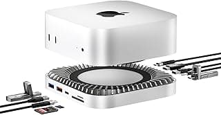 Mac Mini M4 Dock, Aluminum Stand and HDMI Hub for Mac Mini M4 and M4 Pro 2024 with M.2 NVMe/SATA SSD Enclosure, 4K60Hz HDMI,10G USB A/C, 5G USB A*2, USB-C Charge, SD/TF, Audio