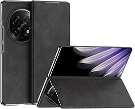 Compatible with Oppo Find N5 2025 Case,Leather Folio Flip Magnetic Slim Phone Cover Case Drop Protection Shockproof Protective Cover with Kickstand (Black)