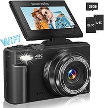 Digital Camera for Photography, 4K Vlogging Camera for YouTube 3" 180° Flip Screen 18X Digital Zoom Compact Retro Cameras with 32GB TF Card & 2 Batteries, Black