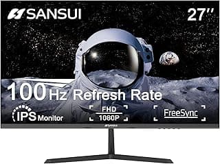 SANSUI 27 Inch Computer Monitor Full HD 1920 x 1080P 100Hz Free SYNC with HDMI, VGA Interface 100 x 100 mm VESA Mountable