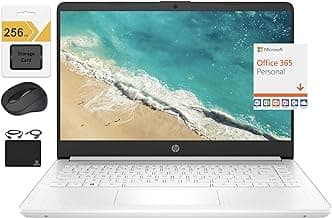 New 14" HD Ultral Light Thin Laptop, Quad-Core Intel Celeron Processor, 16GB RAM, 320GB (64GB eMMC+ 256GB Card), Wi-Fi, Upto 11 Hours, Windows 11 S + 1 Year Office 365+HubxcelAccessory, White