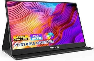 FANGOR Portable Monitor, 15.6" FHD 1080P Travel Monitor for Laptop, Ultra-Slim HDR IPS Computer Gaming Display, USB-C HDMI Screen Extender with Smart Cover for Laptop PC Phone Mac Xbox PS4/5 Switch
