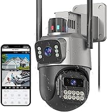 6MP Security Camera Outdoor, Dual Lens Outside Cameras for Home Security with Cord, IP66 Waterproof, AI Tracking, Light Alarm, Color Night, 2-Way Talk, 24/7 Record,SD/Cloud