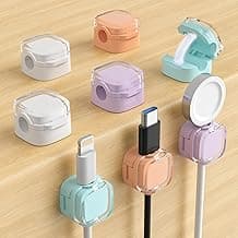 8-Pack Magnetic Cable Clips, Adjustable Cord Holder for Under Desk Cable Management, Adhesive Charger Wire Organizer Keeper for Home Office Desk Phone Car Wall Desktop Nightstand (Crystal Multicolor)