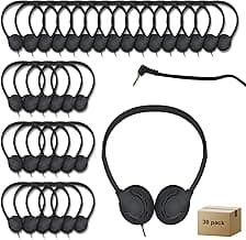 30 Pack Class Set Headphones for Kids Students School Classroom Headphones Bulk Earphones Adjustable with 3.5 mm Jack for Library Children Adults(005 Black Headphones)