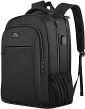 MATEIN Business Laptop Backpack, 15.6 Inch Travel Laptop Bag Rucksack with USB Charging Port, Water-Resistant Bag Daypack for Work College Computer Men Women Backpack, Black