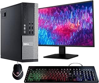 Dell Optiplex 9020 Desktop Computer PC, Intel Quad-Core i5, 500GB HDD Storage, 8GB DDR3 RAM, Windows 10 Pro, DVD, WiFi, 20in Monitor, RGB Productivity Bundle (Renewed)