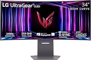 LG 34GS95QE 34-inch Ultragear OLED Curved Gaming Monitor WQHD 1440p 800R 240Hz 0.03ms AMD FreeSync Premium Pro NVIDIA G-Sync HDMI 2.1 DisplayPort Tilt/Height/Swivel Stand Black