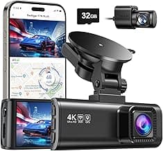 REDTIGER Dash Cam Front Rear, 4K/2.5K Full HD Dash Camera for Cars, Free 32GB Card, Built-in Wi-Fi GPS, 3.16” IPS Screen, Night Vision, 170°Wide Angle, WDR, 24H Parking Mode