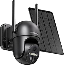 SEHMUA Solar Security Cameras Wireless Outdoor, 2K 360° View Battery Powered Outdoor Camera, WiFi Home Security with Spotlight Color Night Vision, PIR Sensor