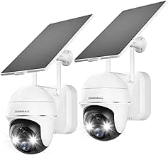 ZUMIMALL Security Cameras Wireless Outdoor - 2 Packs, 360°View Outdoor Camera Wireless Solar Powered,2.4G WiFi, Spotlight/Siren//3MP Color Night Vision/AI Detection/IP66/Cloud/Alert, Work with Alexa