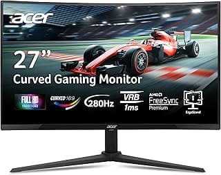 acer Nitro 27 Inch 1500R Curved Zero-Frame Full HD (1920 x 1080) Gaming Monitor | AMD FreeSync Premium | Up to 280Hz Refresh | 1ms VRB | 1 x Display Port 1.4 and 2 x HDMI 2.0 Ports | XZ270