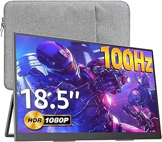 Portable Monitor 18.5 inch 1080P FHD 100Hz 125% sRGB HDMI USB-C Large Portable Monitor for Laptop MacBook Xbox PS4/5, Travel Monitor with Kickstand, VESA Compatible