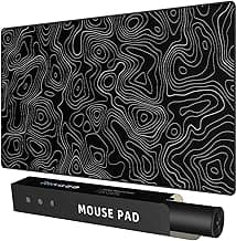 Extra Large Gaming Mouse Pad with Black Topographic, XXL Mousepad, Big Mouse Mat Desk Pad, Non Slip Keyboard Pad for Gaming Computer Laptop PC Office Desk Accessories